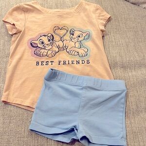Toddler girl 3T lion king soft tee shirt & crew cuts bike shorts